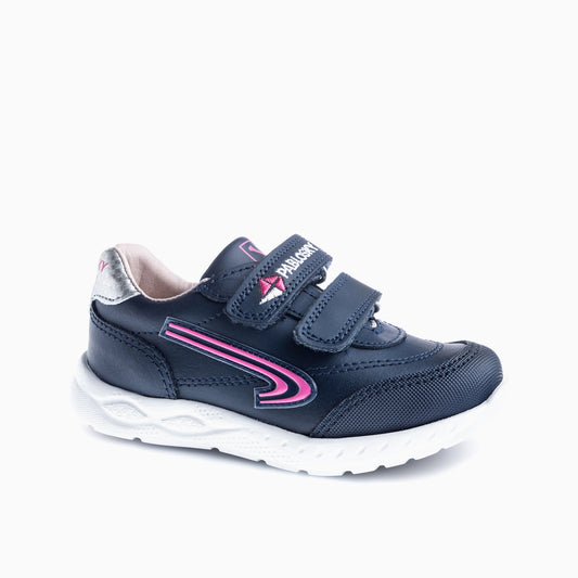 Navy blue pink icon leather shoes  297027